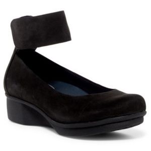 Dansko Lulu wedge heel Mary Jane black matte suede